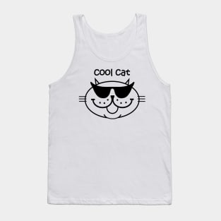 Cool Cat 2 - Black Outline Tank Top